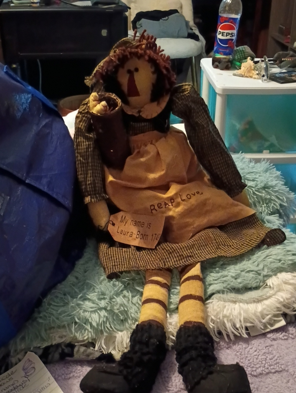 Handmade Rustic Brown Rag Doll Decorative Accent